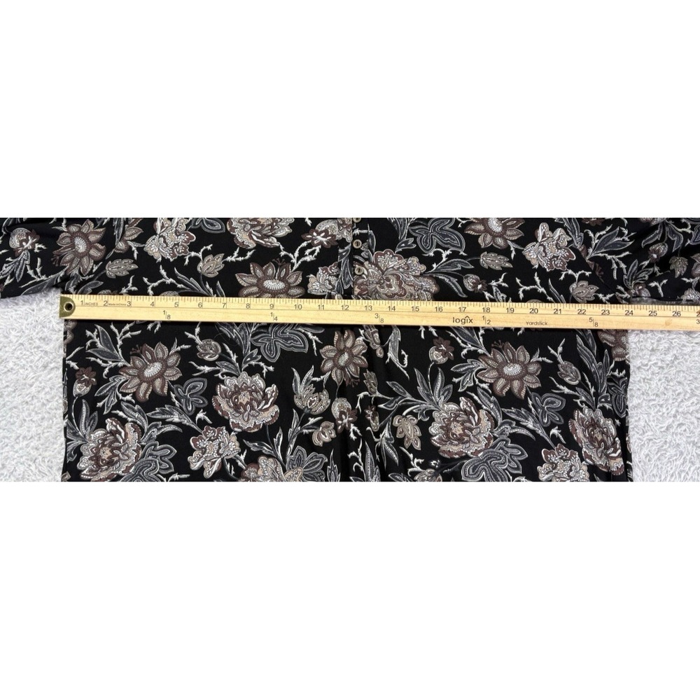 Lucky Brand Womens 2X Floral Tunic Black V Neck Viscose Peasant Boho Plus Size - Picture 7 of 11